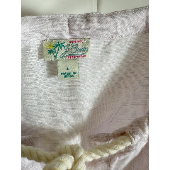 J. Crew Beachwear Large Pink Linen Blend Cover Up Tunic Coastal Beach Pockets - Picture 3 of 14